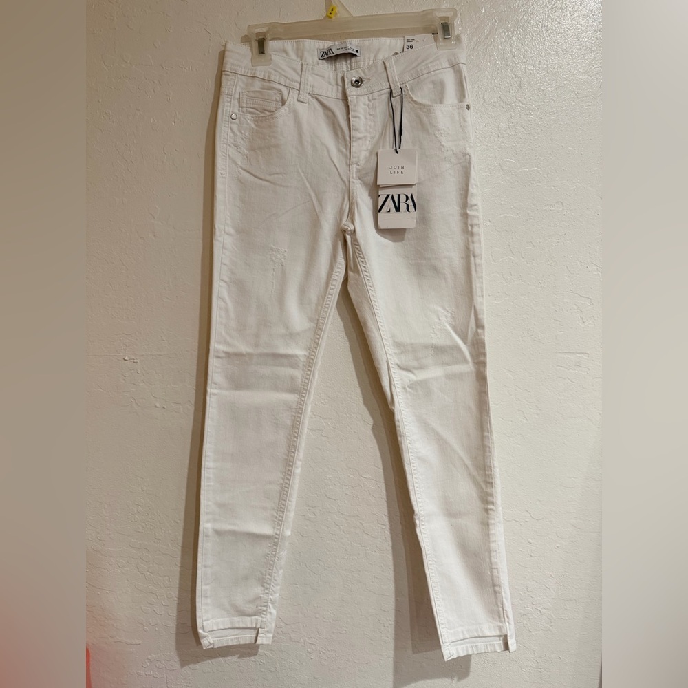 Zara White Denim Mid Rise Skinny Jeans size 4 - Picture 2 of 9